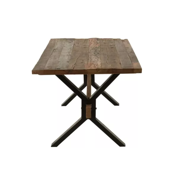 Table à manger en bois vielli MANTO (180x89 cm) (Marron, noir)