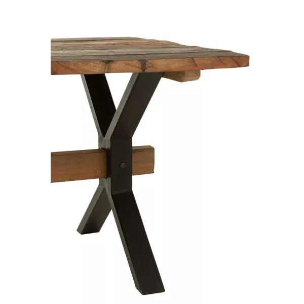 Table à manger en bois vielli MANTO (180x89 cm) (Marron, noir)