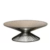 Table de salon ovale en métal et verre BINGON (120x66 cm) (Gris, Greige)