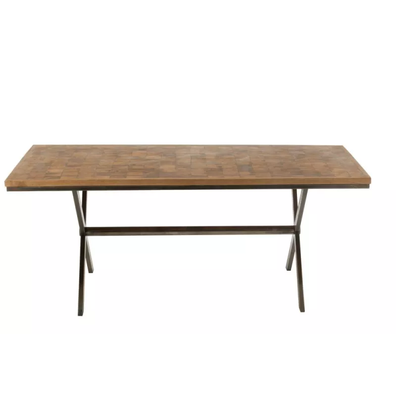 Table à manger en métal et bois de manguier PROVON (180x90 cm) (Naturel, gris)