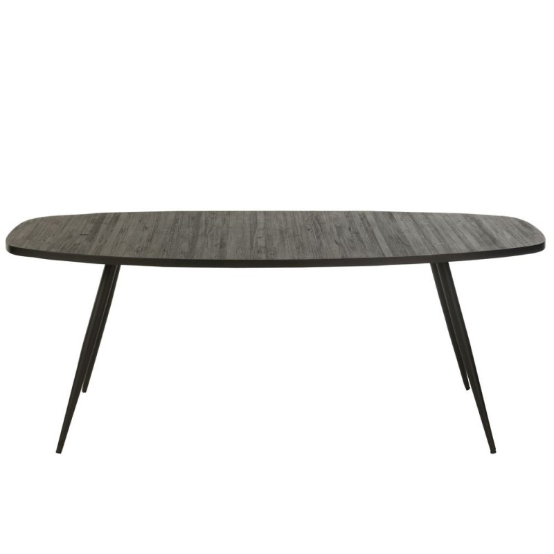 Table à manger ovale en teck recyclé PAGO (200x90 cm) (Noir)