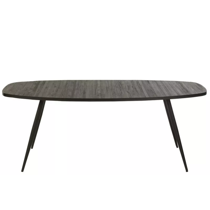 Table à manger ovale en teck recyclé PAGO (200x90 cm) (Noir)