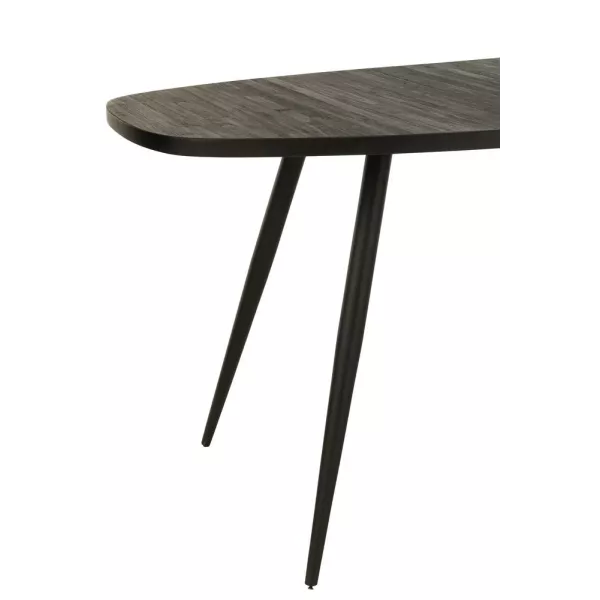 Table à manger ovale en teck recyclé PAGO (200x90 cm) (Noir)