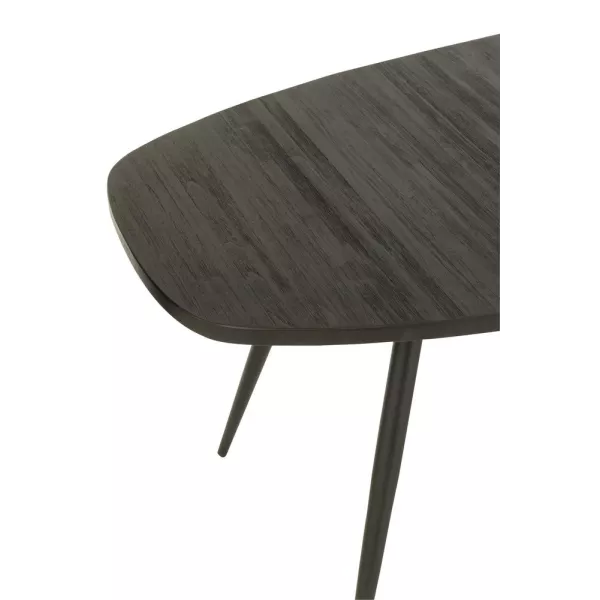 Table à manger ovale en teck recyclé PAGO (200x90 cm) (Noir)