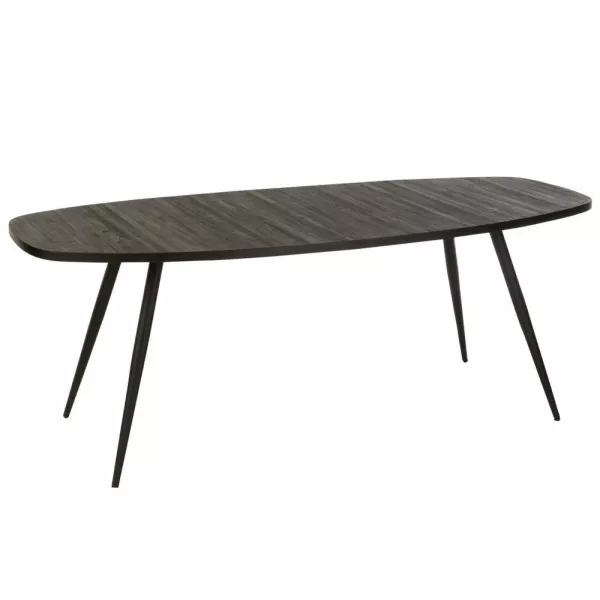 Table à manger ovale en teck recyclé PAGO (200x90 cm) (Noir)