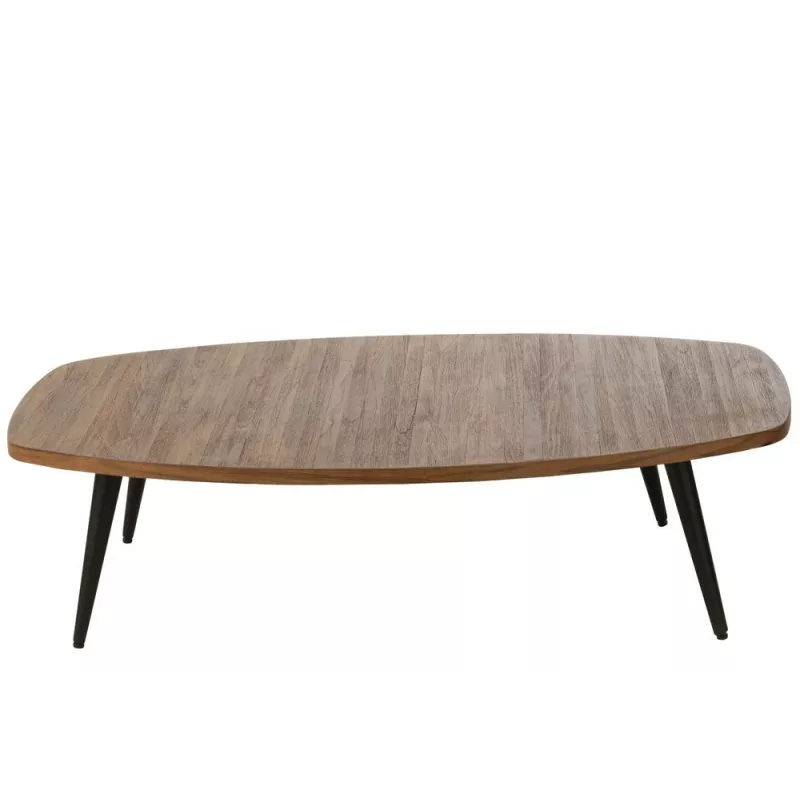 Table basse en teck recyclé PAGO (120x70 cm) (Naturel, noir)