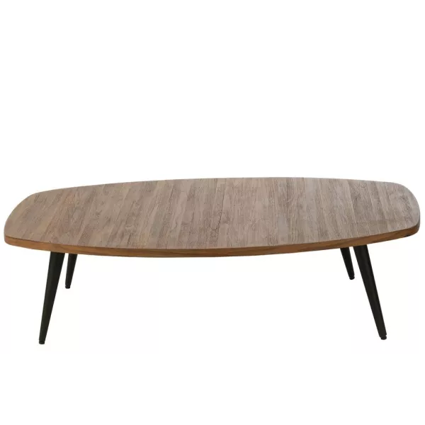 Table basse en teck recyclé PAGO (120x70 cm) (Naturel, noir)