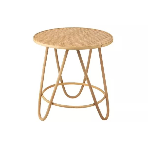 Table d'appoint en bois et rotin MIZO (60x60 cm) (Naturel)