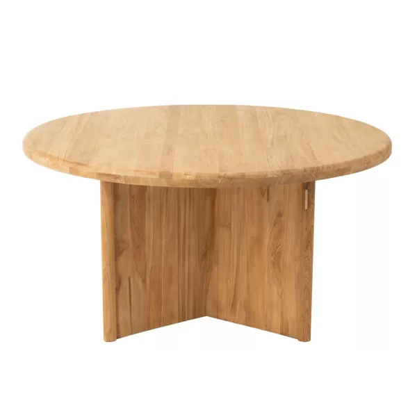 Table à manger ronde en teck JONKA (150x150 cm) (Naturel)