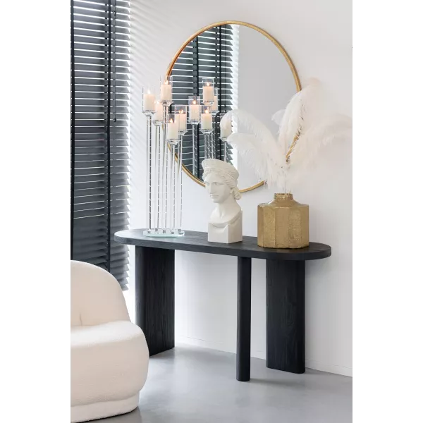 Console en teck JONKA (150x50 cm) (Noir)