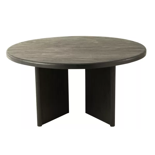 Table à manger ronde en teck JONKA (150x150 cm) (Noir)