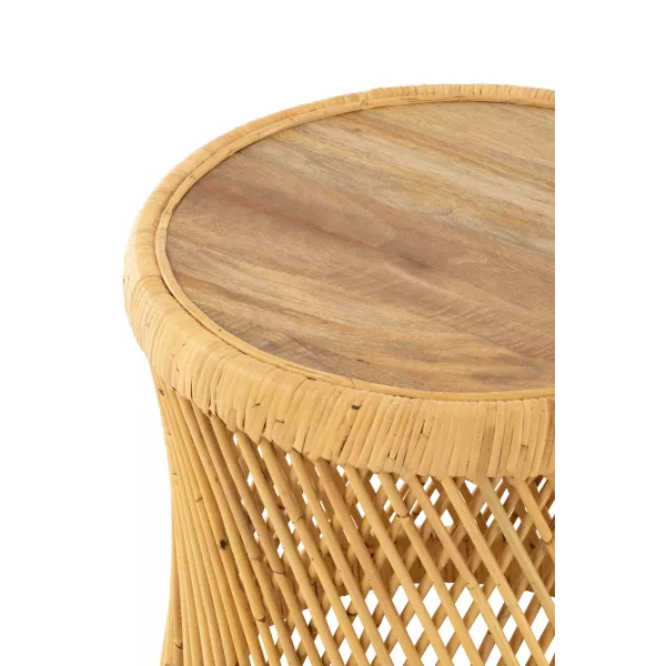 Table d'appoint en bois et rotin JALARD (50x50 cm) (Naturel)