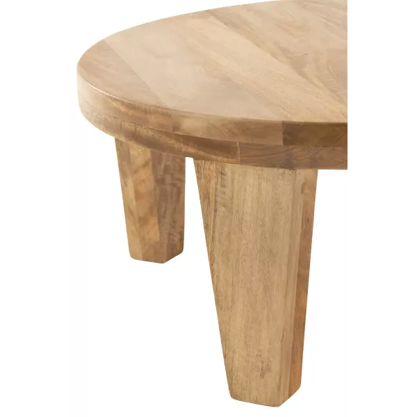 Table de salon ronde en bois de manguier MERLOU  (80x80 cm) (Naturel)