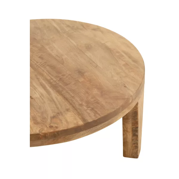 Table de salon ronde en bois de manguier MERLOU  (80x80 cm) (Naturel)