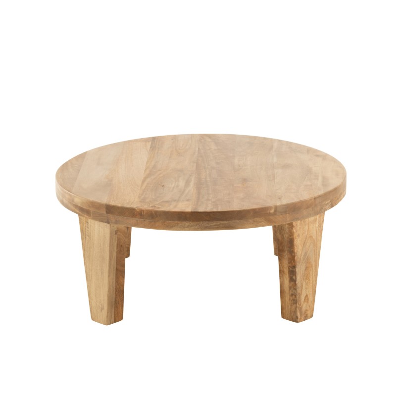 Table de salon ronde en bois de manguier MERLOU  (80x80 cm) (Naturel)