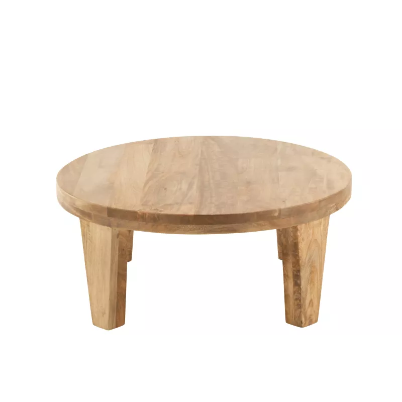 Table de salon ronde en bois de manguier MERLOU  (80x80 cm) (Naturel)