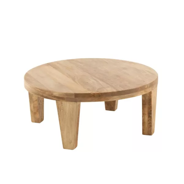 Table de salon ronde en bois de manguier MERLOU  (80x80 cm) (Naturel)