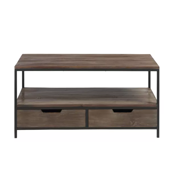 Table de salon en bois et métal MONTOR (120x50 cm) (Marron, noir)