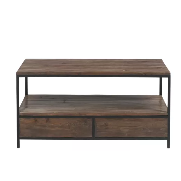 Table de salon en bois et métal MONTOR (120x50 cm) (Marron, noir)