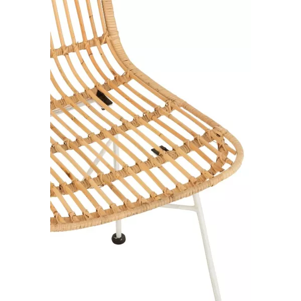 Chaise en rotin et métal MIXOU (58x44,5 cm) (Naturel, blanc)