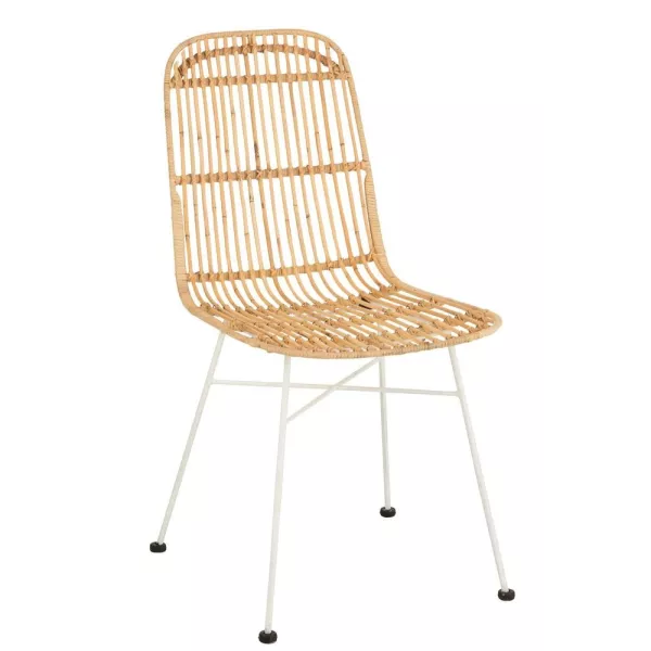 Chaise en rotin et métal MIXOU (58x44,5 cm) (Naturel, blanc)