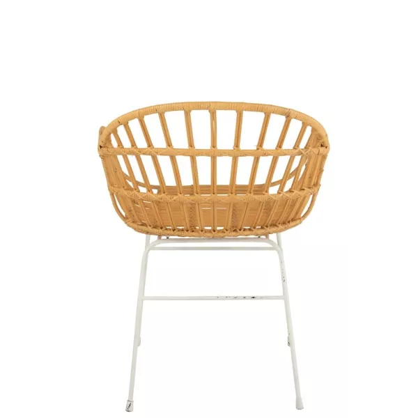 Chaise avec accoudoirs en rotin et métal MIXOU (Naturel, blanc)