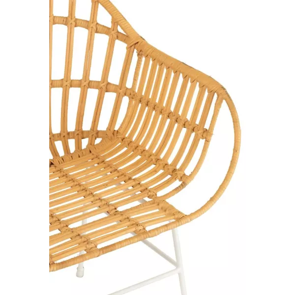 Chaise avec accoudoirs en rotin et métal MIXOU (Naturel, blanc)