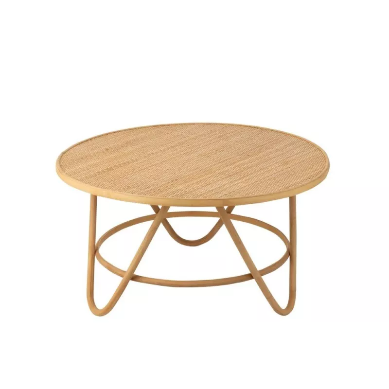 Table basse en bois et rotin MIZO (80x80 cm) (Naturel)