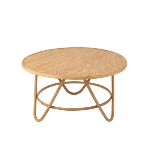 Table basse en bois et rotin MIZO (80x80 cm) (Naturel)