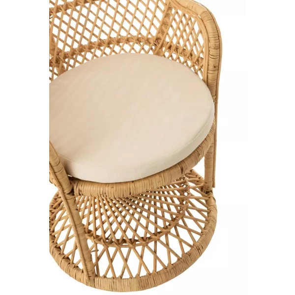 Fauteuil en rotin avec coussin VALOU (Naturel)