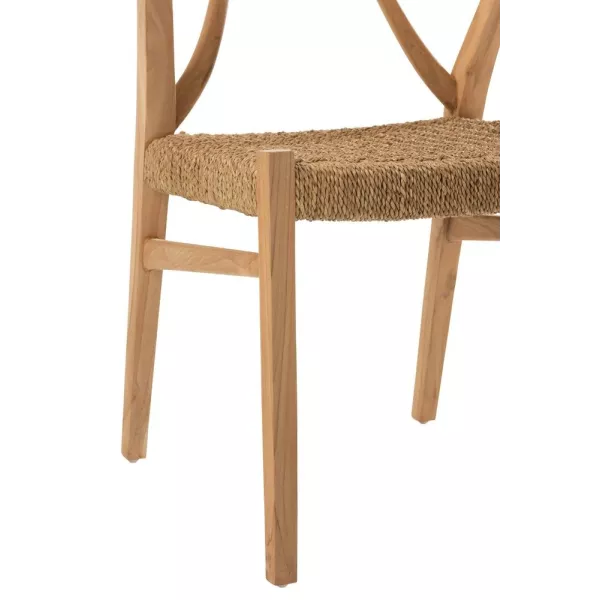 Chaise avec accoudoirs en bois et corde PALIN (Naturel)