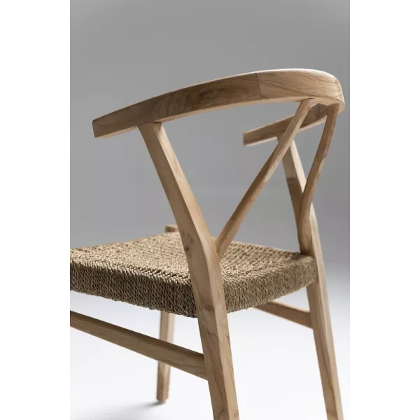 Chaise avec accoudoirs en bois et corde PALIN (Naturel)