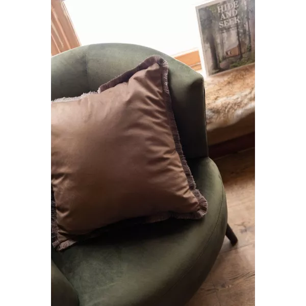 Fauteuil en tissu et bois PRILAN (Vert, noir)