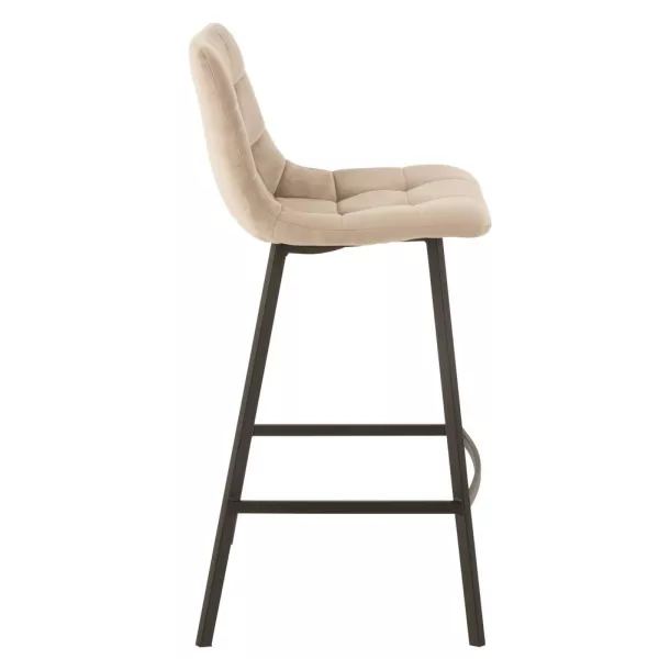 Tabouret de bar en tissu et métal NORTY (Beige, noir)