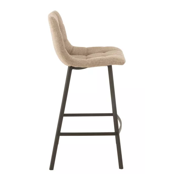 Tabouret de bar en tissu et métal NIFON (Beige, noir)