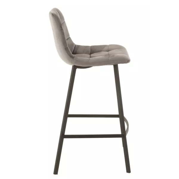 Tabouret de bar en tissu et métal NORTY (Gris, noir)