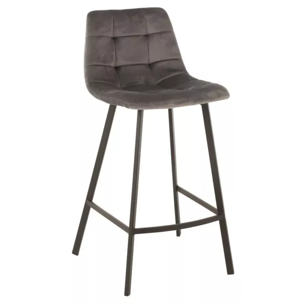 Tabouret de bar en tissu et métal NORTY (Gris, noir)