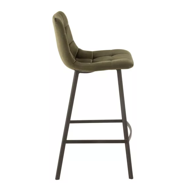 Tabouret de bar en tissu et métal NORTY (Vert, noir)