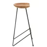 Tabouret de bar en bois de teck et métal TONY (Naturel, noir)