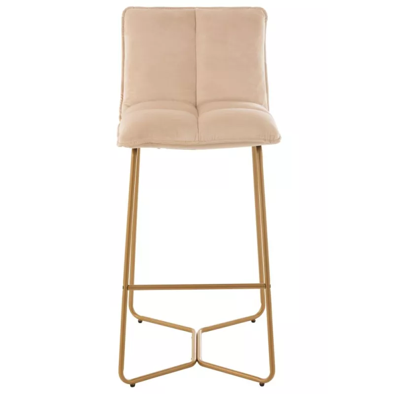 Tabouret de bar en tissu et métal FLOURINE (Beige, Or)