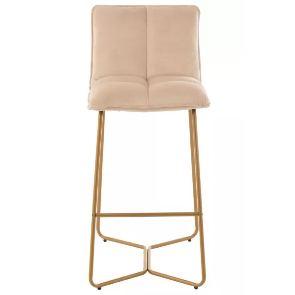 Tabouret de bar en tissu et métal FLOURINE (Beige, Or)