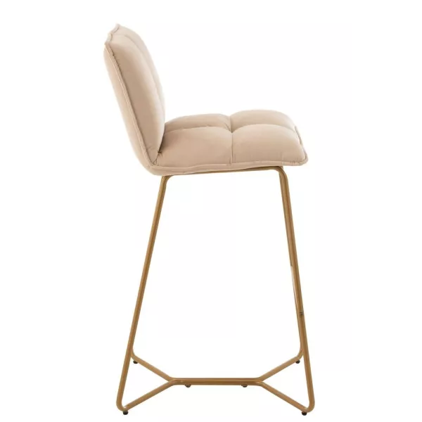 Tabouret de bar en tissu et métal FLOURINE (Beige, Or)