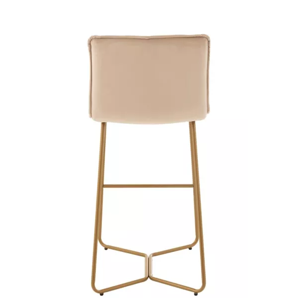 Tabouret de bar en tissu et métal FLOURINE (Beige, Or)