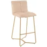 Tabouret de bar en tissu et métal FLOURINE (Beige, Or)