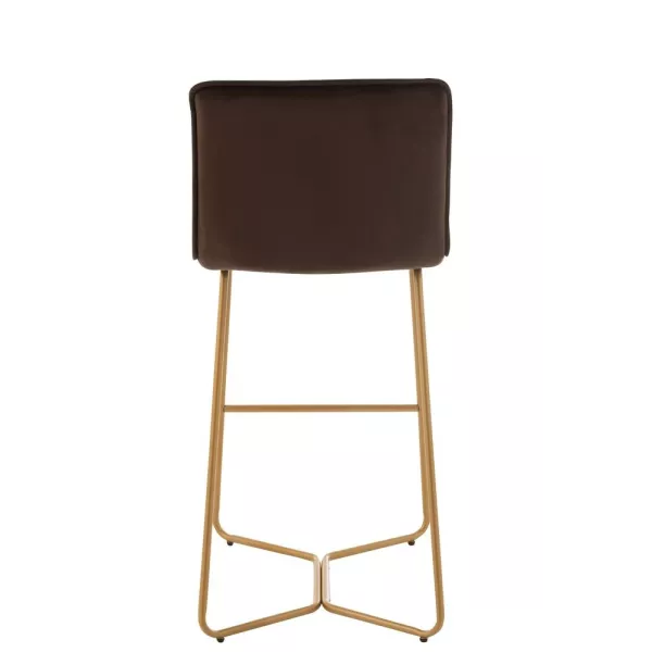 Tabouret de bar en tissu et métal FLOURINE (Marron foncé, or)