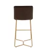 Tabouret de bar en tissu et métal FLOURINE (Marron foncé, or)