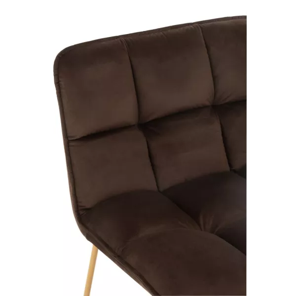 Chaise lounge en tissu et métal FLOURINE (Marron foncé, or)