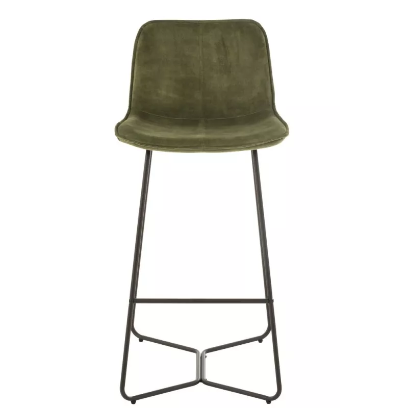 Tabouret de bar en tissu et métal PIXAN (Vert, noir)