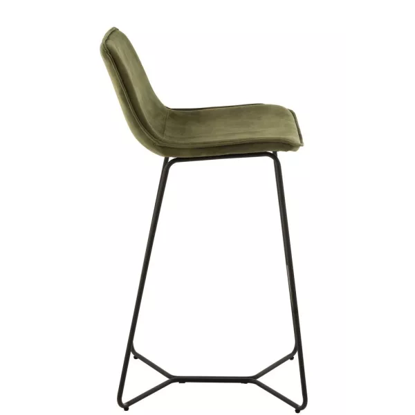 Tabouret de bar en tissu et métal PIXAN (Vert, noir)