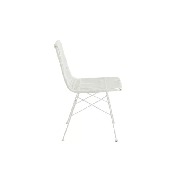 Chaise intérieur-extérieur en rotin et métal PINGO (Blanc)